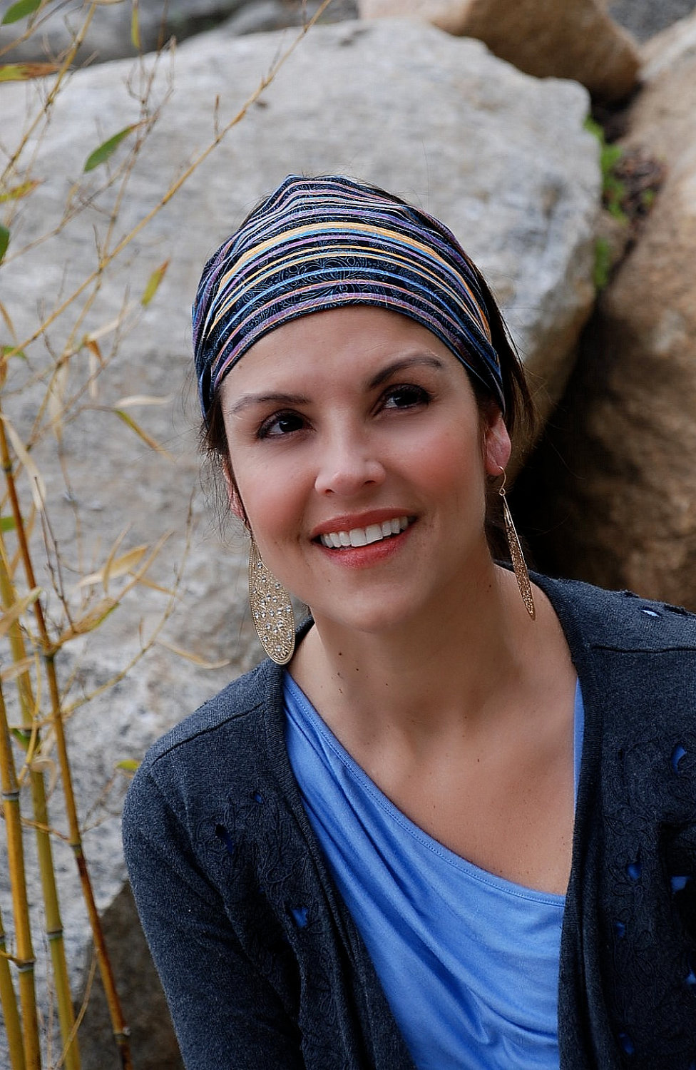 Pre-Tied Bandana/Headband-Paisley Stripes-Womens/Teens