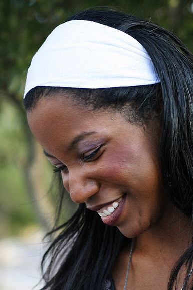 Super Soft Wide Stretch Knit Headband- White Slub