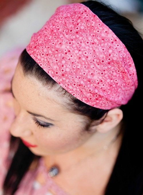 Bubblegum Pink Headband, Womens/Teens Hot Pink Hairband, Yoga Bandana, Pink Dots