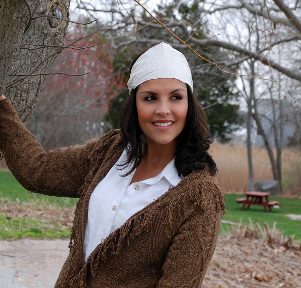 Pre-Tied Bandana/Headband-Cream Brocade-Womens/Teens