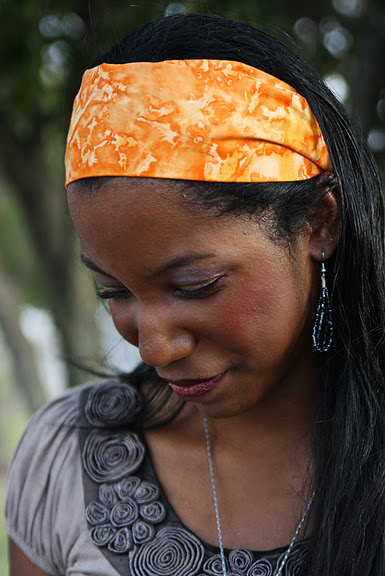 Pre-Tied Bandana, Orange Watercolor -Womens/Teens