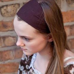 Super Soft Knit Headband, Wide Stretch Hairband, Yoga Bandana- Brown